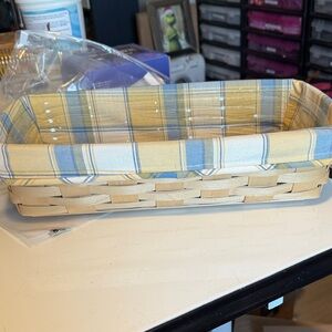 Longaberger 2000 Bread Basket With Cornflower Blue Plaid Liner and Protector